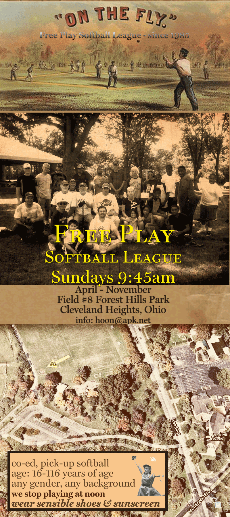 Free Play Softball league Poster